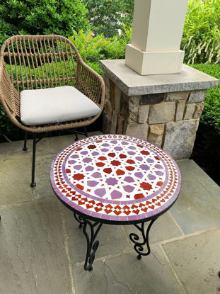 Picture of CUSTOMIZABLE Purple and Pink Mosaic Table - Crafts Mosaic Table - Mid Century Mosaic Table - Handmade Coffee Table For Outdoor & Indoor | Handmade Mid Century Mosaic Table | Moroccan Tiles Crafted Coffee Table