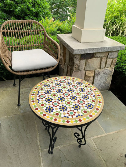 Picture of CUSTOMIZABLE Mosaic Table - Crafts Mosaic Table - Mosaic Table Art - Mid Century Mosaic Table - Handmade Coffee Table For Outdoor & Indoor | Crafted Mid Century Mosaic Coffee Table - Moroccan Artwork