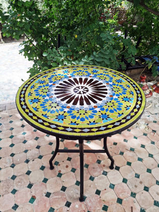 Picture of CUSTOMIZABLE Mosaic Table - Crafts Mosaic Table - Mosaic Table Art - Mid Century Mosaic Table - Handmade Coffee Table For Outdoor & Indoor | Handmade Mid Century Mosaic Coffee Table - Moroccan Artwork, Customizable