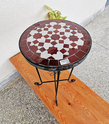 Picture of Garden Patio Handmade Outdoor Decor Table - Outdoor Indoor - CUSTOM Mid Century Table- Farmhouse Handmade Colorful Artwork | Crafted Mid Century Mosaic Coffee Table | Indoor - Outdoor Moroccan Table