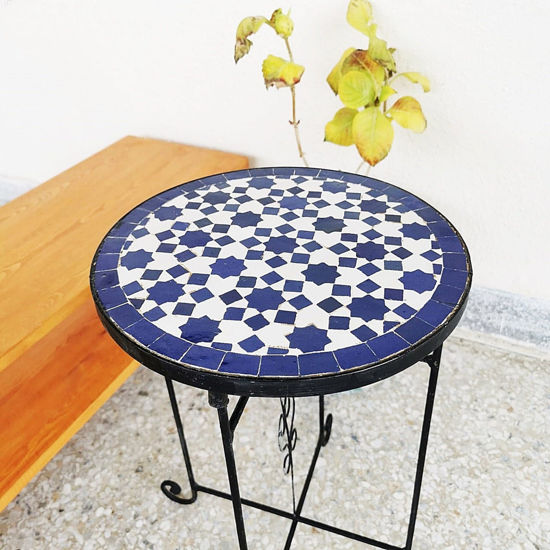 Picture of CUSTOMIZABLE Garden Patio Handmade Outdoor Decor Table - Outdoor Indoor - CUSTOM Mid Century Table- Farmhouse Handmade Colorful Artwork | Handmade Farmhouse Mosaic Table For Outdoor & Indoor