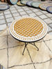Picture of Gold and White Handmade Coffee Table For Outdoor & Indoor - Dining Round Mosaic Table | Handmade Mid Century Mosaic Table | Moroccan Tiles Crafted Coffee Table