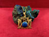 Picture of Egyptian Gold Filled Silver Unique Lapis Lazuli Eye Of Ra Flanked By Wadjet Sun Disc Necklace