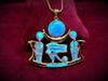 Picture of 18K Gold Filled Silver Blue Aurora Opal Eye Of Ra Flanked By Wadjet Necklace