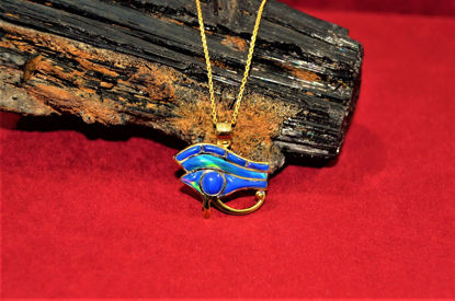 Picture of Blue Opal Eye Of Horus Necklace, Real Gold Eye Of Horus Jewelry, Eye Of Horus Jewelry