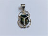Picture of Amazing Interesting Dark Green Aurora Opal Scarab Necklace , Sterling Silver Scarab Pendant , Scarab Jewelry