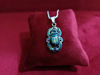 Picture of Interesting Dark Green Aurora Opal Scarab Necklace , Sterling Silver Scarab Pendant , Scarab Jewelry