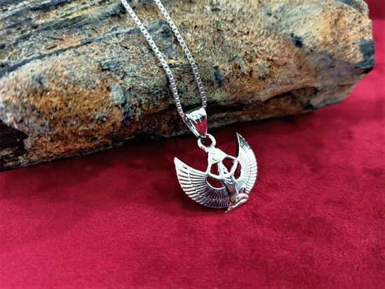Picture of Solid Kneeling Goddess Sterling Silver Isis Pendant Necklace