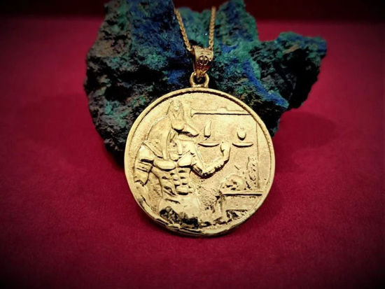 Picture of Old Silver Gold Filled Anubis Coin Necklace