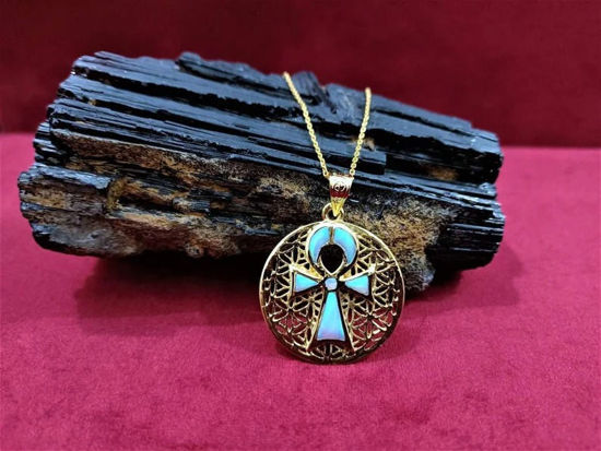 Picture of Gold Opal Ankh Necklace