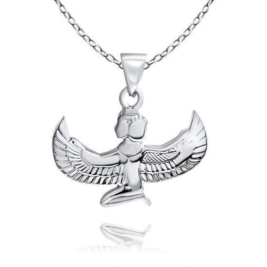 Picture of Sterling Silver Egyptian Winged Goddess Maat Necklace