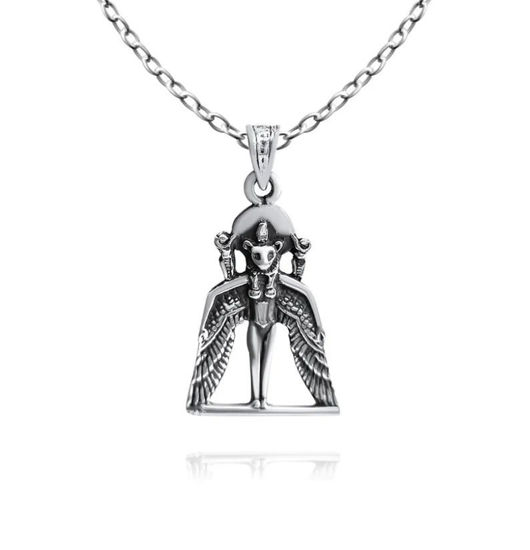 Picture of Sterling Silver Goddess Sekhmet Healing Amulet Necklace