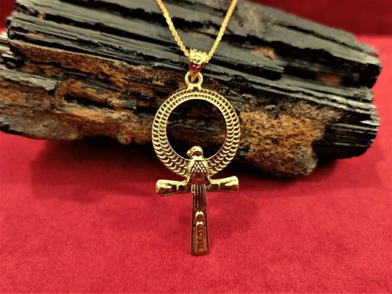 Picture of Gold Horus The Falcon Ankh Necklace