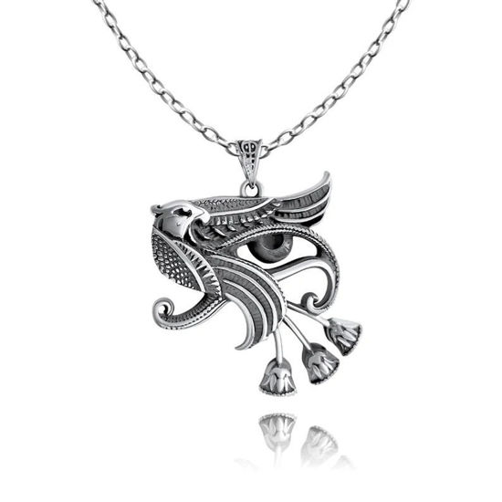 Picture of Sterling Silver God Horus Necklace Egyptian Amulet Jewelry