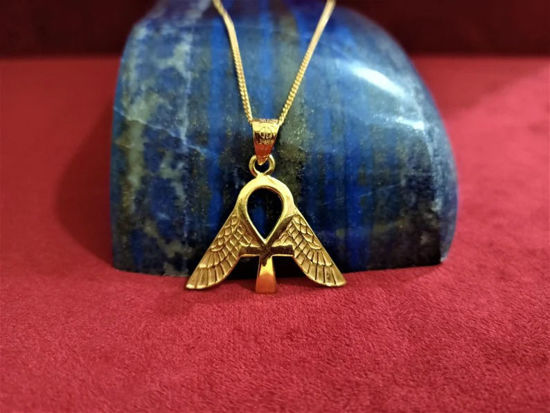Picture of Gold Winged Ankh Amulet Necklace