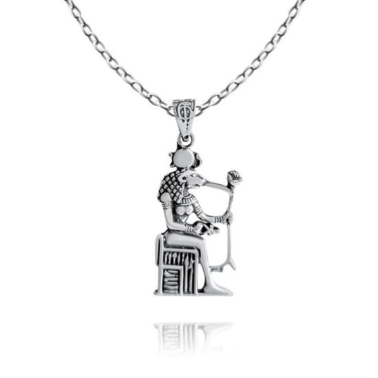 Picture of Sterling Silver Goddess Sekhmet Healing Amulet Necklace