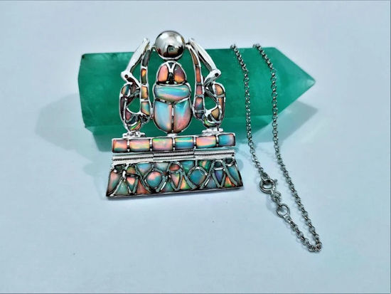 Picture of Egyptian Scarab Goddess Wadjet Opal Necklace
