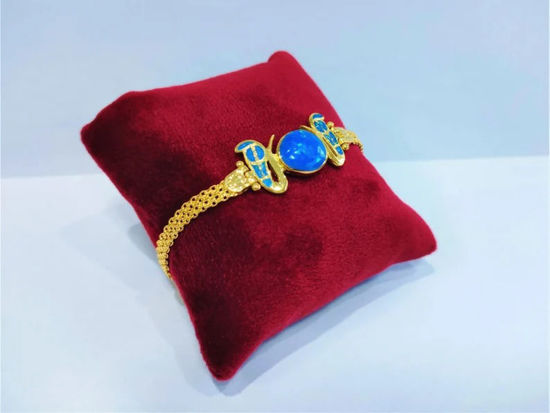Picture of Sparkle Blue Opal Gold Sun Disc Wadjet Bracelet