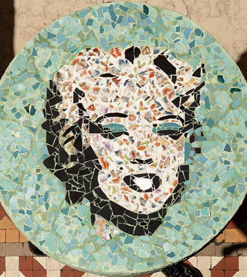 Picture of Marilyn Monroe Mosaic Café Table top (base not included); mosaic coffee tabletop; mosaic kitchen tabletop mosaic side tabletop; mosaic table