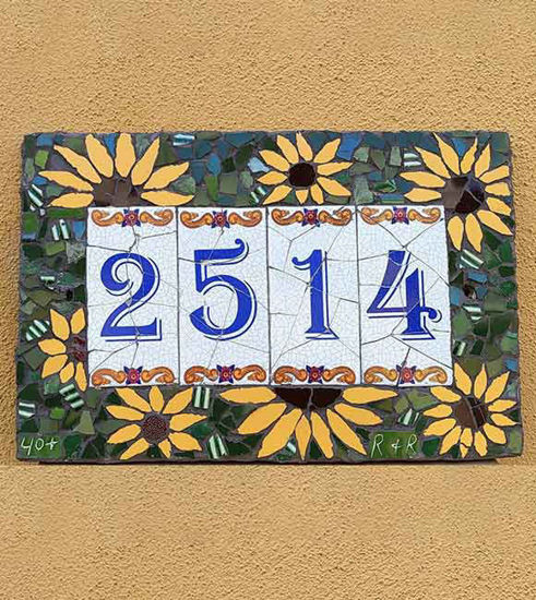 Picture of Custom made mosaic house number; inspirational mosaic house number; tailor made mosaic house number; Portuguese tile mosaic house number