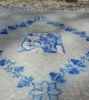 Picture of Portugal's ANGEL OF LUCK mosaic square table with blue and white antique Portuguese tile; Mosaic tile table with traditional antique tile