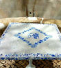 Picture of Portugal's ANGEL OF LUCK mosaic square table with blue and white antique Portuguese tile; Mosaic tile table with traditional antique tile