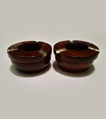 Picture of Wooden Cigarette Ashtray Handcrafted Rosewood Ashtray Cinnamon Brown Ashtray