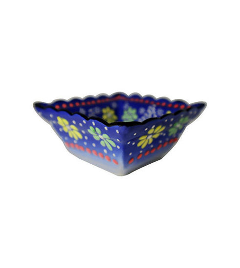 Picture of Turkish Ceramic Bowl with Flower Motifs Royal Blue Handcrafted Ceramic Ayennur Decorative Bowl Small Serving Bowls