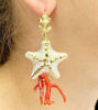 Picture of Starfish earrings with natural coral.