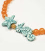 Picture of Orange jade necklace with seahorse and turquoise star