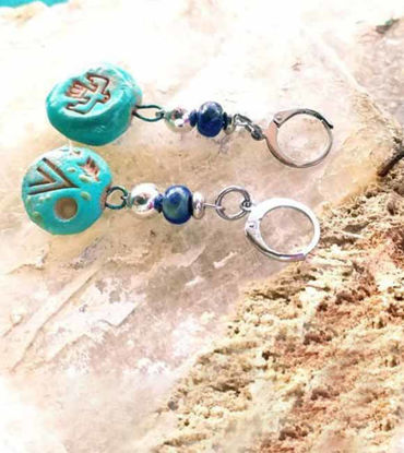 Picture of Never fade Stainless Steel, Handmade ceramics, lapis lazuli earrings, teepee earrings, eagle earrings, tribal earrings