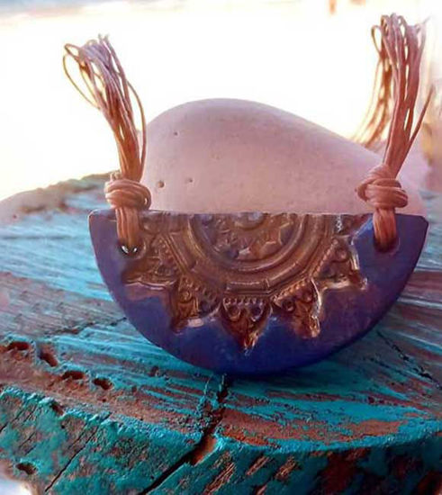 Picture of Half Mandala Ceramic Necklace, Tribal Necklace, One of kind Necklace