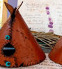 Picture of Personalized (long tex outside)Teepee Leather Handcrafted Incense Burner⇻ Native American Style Incense Burner ⇻ Handcrafted Teepee Burner