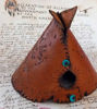 Picture of Personalized (long tex outside)Teepee Leather Handcrafted Incense Burner⇻ Native American Style Incense Burner ⇻ Handcrafted Teepee Burner