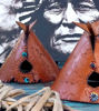 Picture of Personalized (long tex outside)Teepee Leather Handcrafted Incense Burner⇻ Native American Style Incense Burner ⇻ Handcrafted Teepee Burner