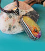 Picture of Rainbow Druzy Crystal Filigree Pendant Handwoven Macrame Cord Tribal Shamanic Unisex Natural Chakras Healing Necklace