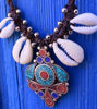 Picture of Amazing New Design Ethnic Shell High Quality Stainless Steel Beads Elegant Necklace Inlayed with Turquoise Coral and Lapis Lazuli