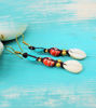 Picture of Tribal Vintage Rustic Glass, Cowrie Shell and Turquoise Amazing Design Solid Brass Beads Handmade Artesan Earrings