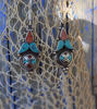 Picture of Tribal style Handmade White Brass Handmade Earrings Inspired by Tribal Jewellery Navajo Style Earrings Inlaid with Turquoise and Coral.