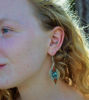 Picture of Tribal style Handmade White Brass Handmade Long Earrings Inspired by Tribal Jewelery Navajo Style Earrings Inlaid with Gemstones