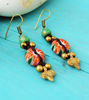 Picture of Tribal Vintage Solid Brass Charms Rustic Glass Amazing Design Solid Brass Beads Handmade Artesan Earrings