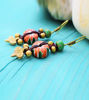 Picture of Tribal Vintage Solid Brass Charms Rustic Glass Amazing Design Solid Brass Beads Handmade Artesan Earrings