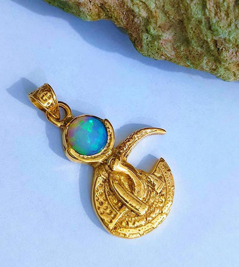 Picture of God Thoth The Scribe Gold Plated Opal Pendant