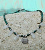 Picture of Real Solid Silver Sacred Vinage Pendant Turquoise Heishi Beads Oval High Grade Healing Moonstone and Stainless Steel Round Beads Necklace