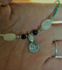 Picture of Real Solid Silver Sacred Vintage Pendant Green Turquoise Heishi Beads High Grade Healing Moonstone and Stainless Steel Round Beads Necklace