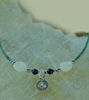 Picture of Real Solid Silver Sacred Vintage Pendant Green Turquoise Heishi Beads High Grade Healing Moonstone and Stainless Steel Round Beads Necklace