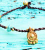 Picture of Tribal Vintage Solid Brass Charms Turquoise Gemstone Handwoven Waterproof Anklet, Summer jewelry, Beach Anklet, Tribal Anklet