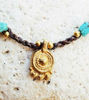 Picture of Tribal Vintage Solid Brass Charms Turquoise Gemstone Handwoven Waterproof Anklet, Summer jewelry, Beach Anklet, Tribal Anklet