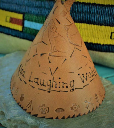 Picture of Personalized (short text)Teepee Leather Handcrafted Incense Burner⇻ Native American Style Incense Burner ⇻ Handcrafted Teepee Statue Burner