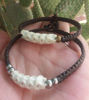 Picture of Unique Tribal Ethnic Real Snake Bone Surfer Unisex Men/Woman Hand Woven Wax Cord Bracelet - One piece